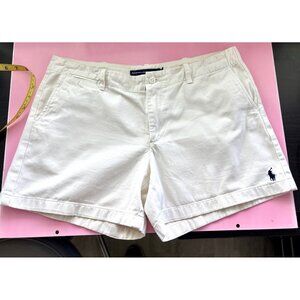Ralph Lauren Sport White Cotton Womens Shorts Size 12 With Embroidered Logo & Ba